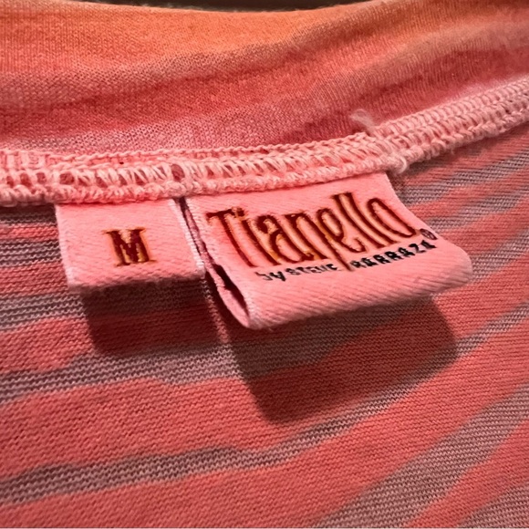Tianello Medium Coral 3/4 Sleeve V Neck Blouse top Cotton G4 - Picture 3 of 4